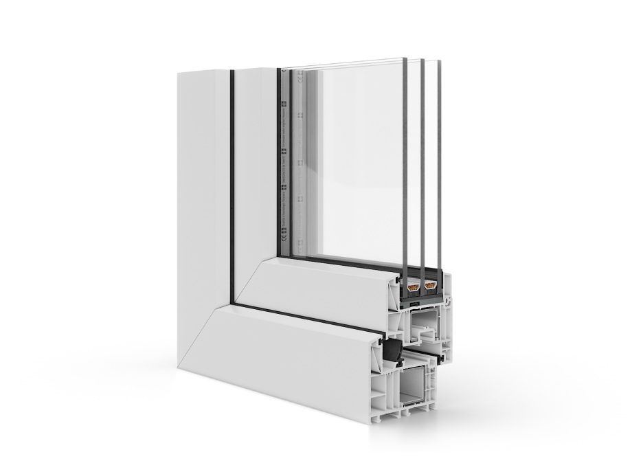 Angolare finestra in PVC Salamander bluEvolution 82 con triplo vetro