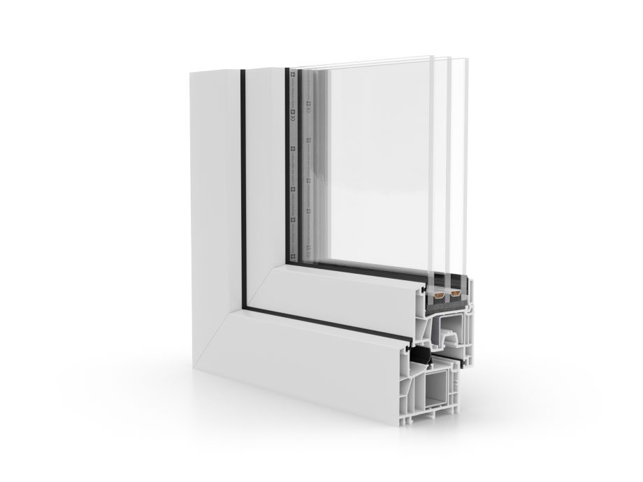 Angolare finestra in PVC Salamander greenEvolution 76 3D con guarnizione centrale