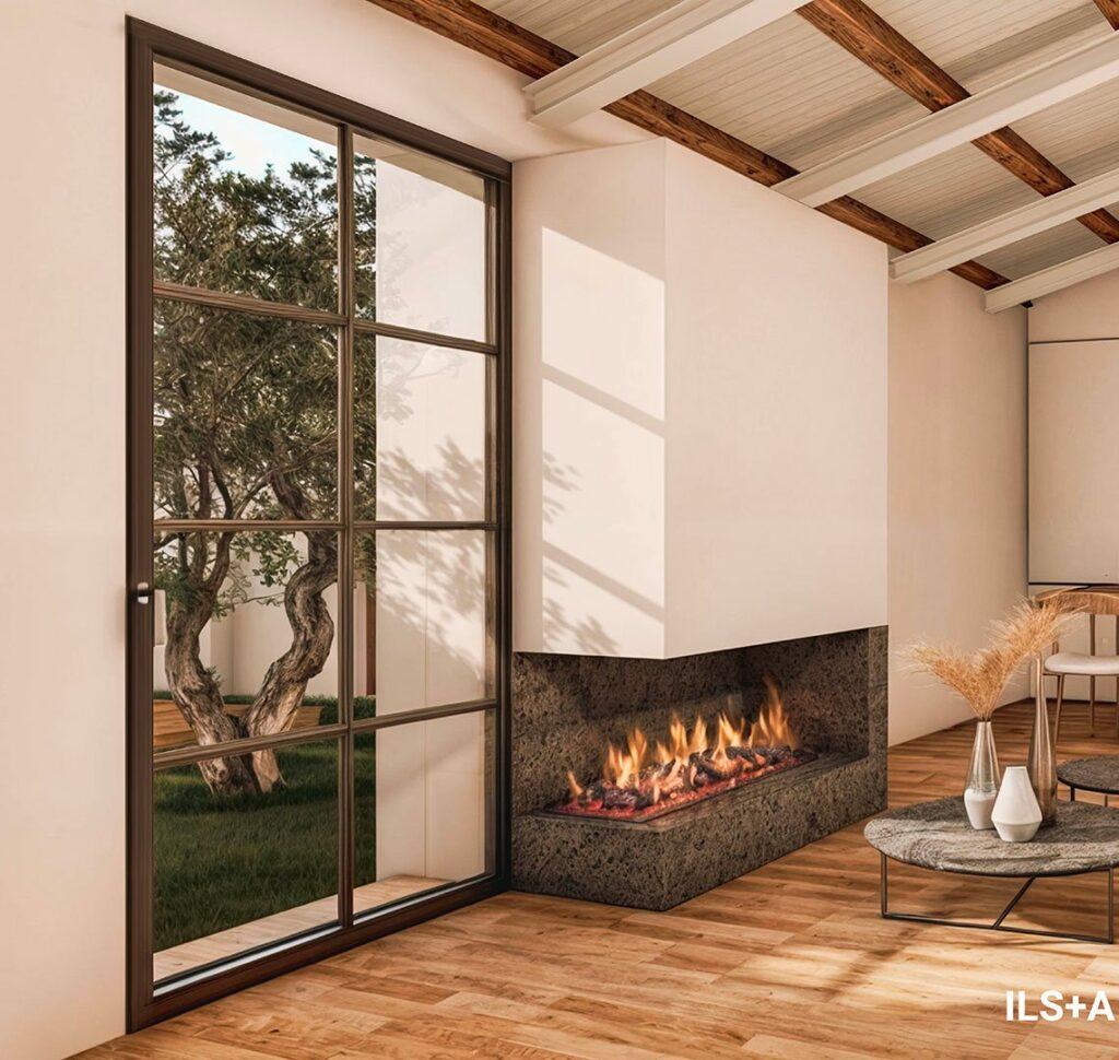 Porta finestra in alluminio LIGHTVISION STEEL stile ferro-finestra con inglesine
