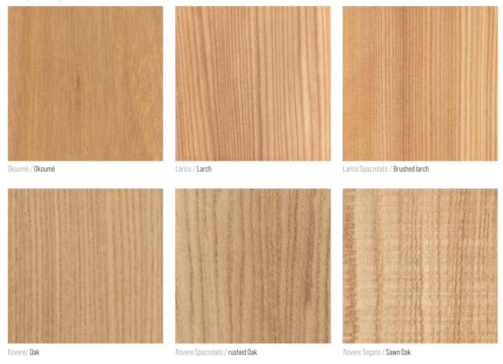 Essenze di legno disponibili per le porte blindate Silvelox