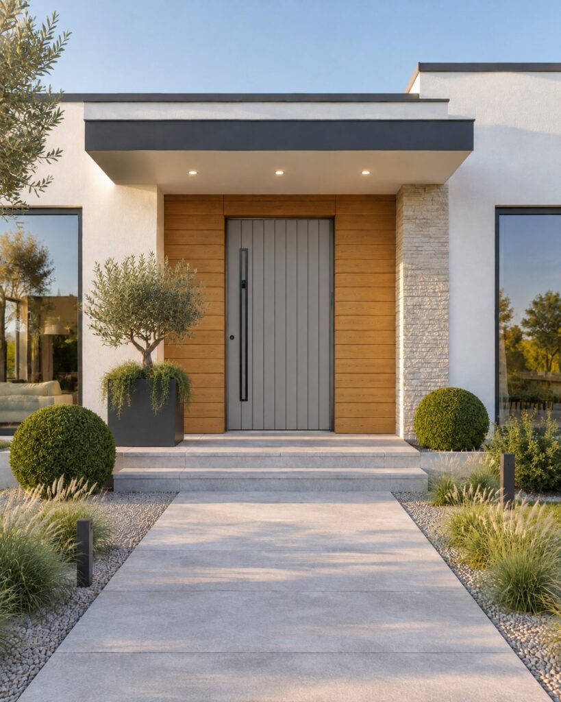 Portoncino in alluminio IdealTrend AGE 1015 B grigio con fresate verticali