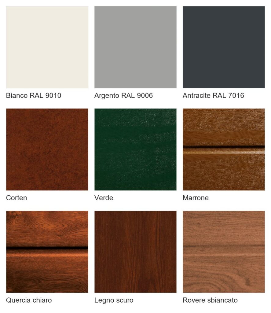 Colori e finiture dei portoni sezionali Silvelox