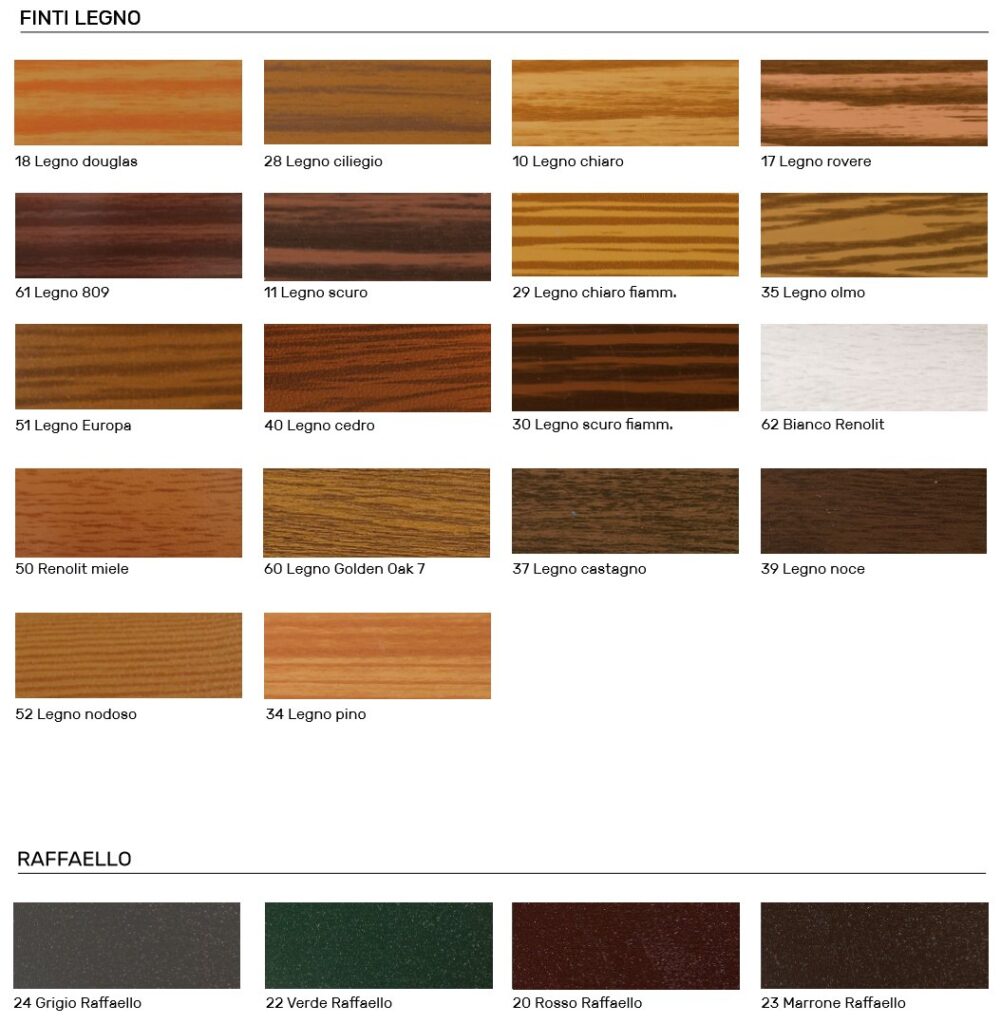 Colori finto legno per tapparelle in alluminio